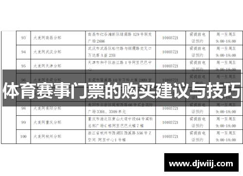 体育赛事门票的购买建议与技巧